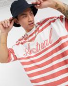 Asos Actual Oversized Striped T-shirt In Pink