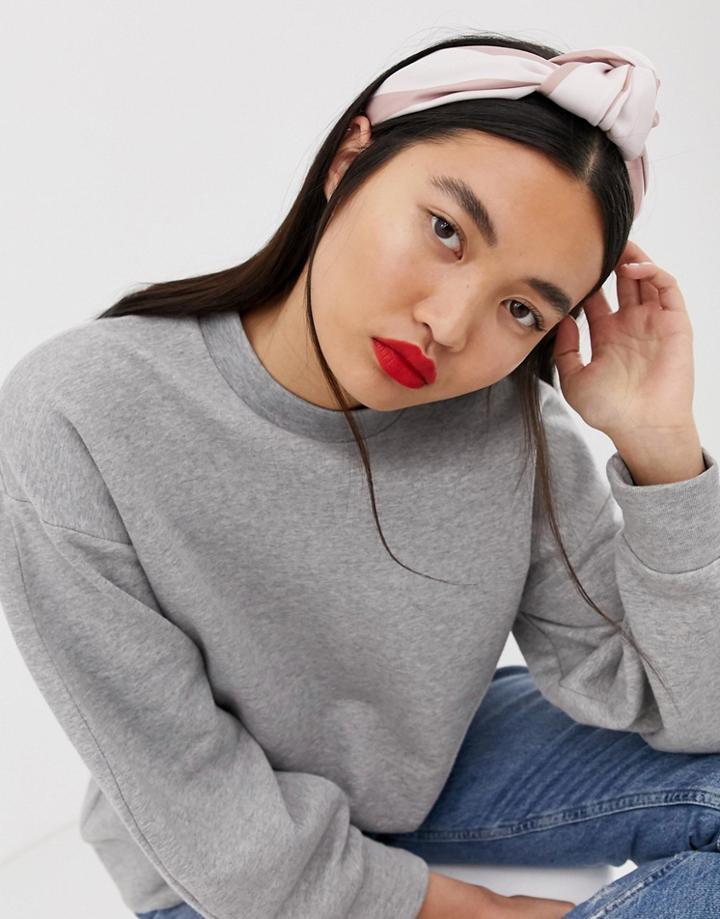 Asos Design Headband With Knot Front In Stripe Print In Tan - Tan