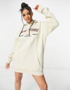 Public Desire Motif Oversized Hoodie Sweatshirt Dress In Beige-neutral