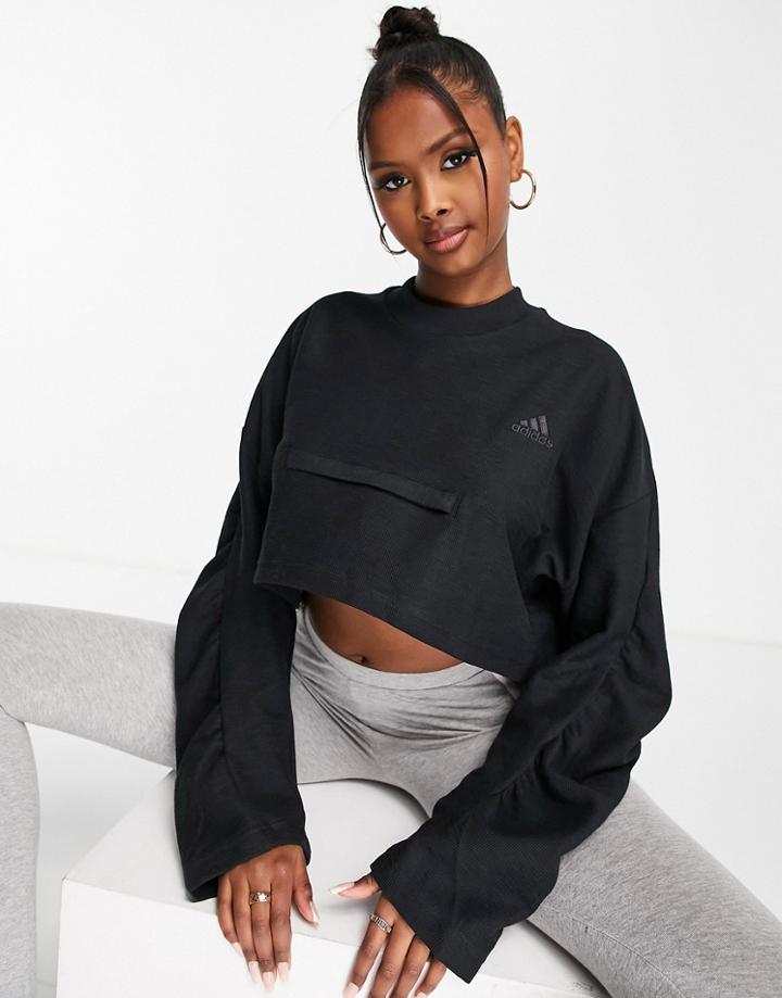 Adidas Yoga Cropped Sweat In Black