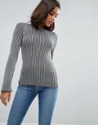 Asos Sweater With Fluted Sleeve - Gray
