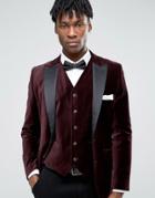Devils Advocate Velvet Blazer With Shawl Collar - Red