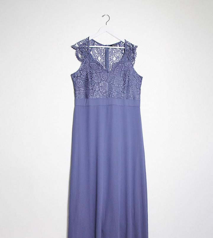 Tfnc Bridesmaid Plus Scalloped Lace Top Dress-navy