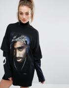 Prettylittlething Tupac T-shirt Dress - Black