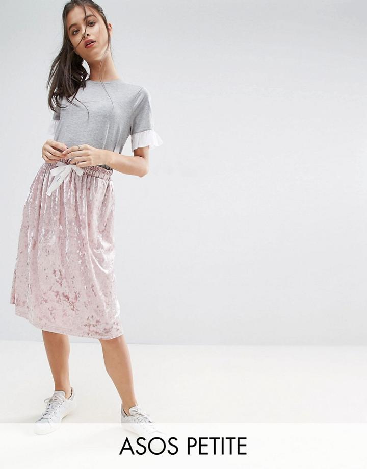 Asos Petite Velvet Skirt With Drawstring Waist - Pink