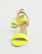 New Look Block Heel In Neon Yellow - Yellow