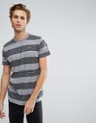 Hollister T-shirt Slim Fit Stripe Crew In Gray - Gray