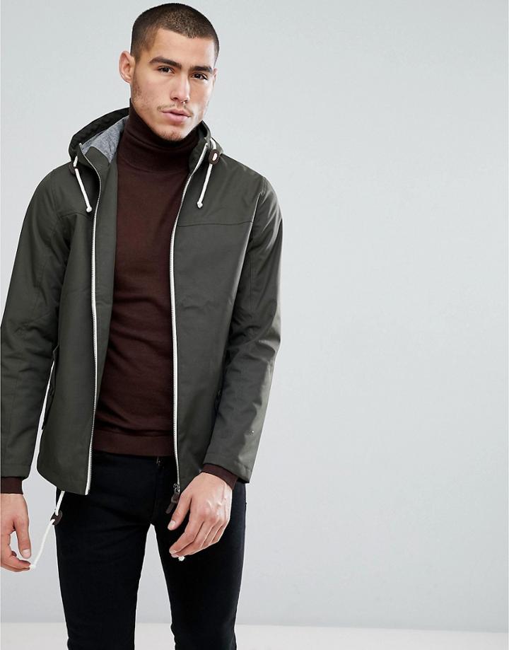 Brave Soul Contrast Zip Jacket - Green