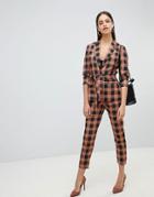 Fashion Union Check Cigarette Pants Two-piece - Pink