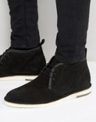 Asos Desert Boots In Black Suede With Leather Detailing - Black