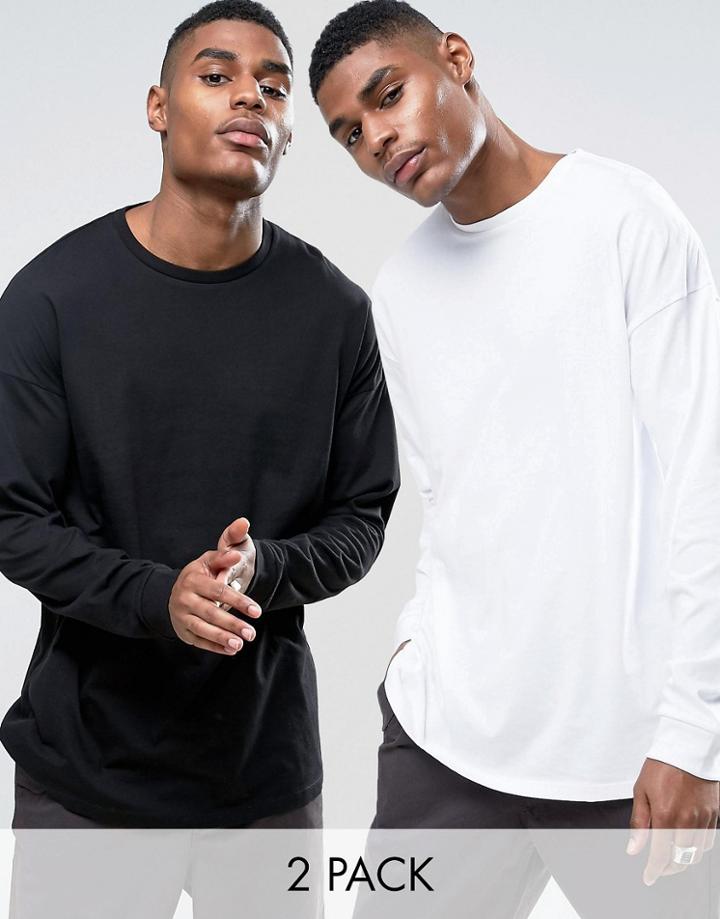 Asos 2 Pack Oversized Long Sleeve T-shirt Save - Multi