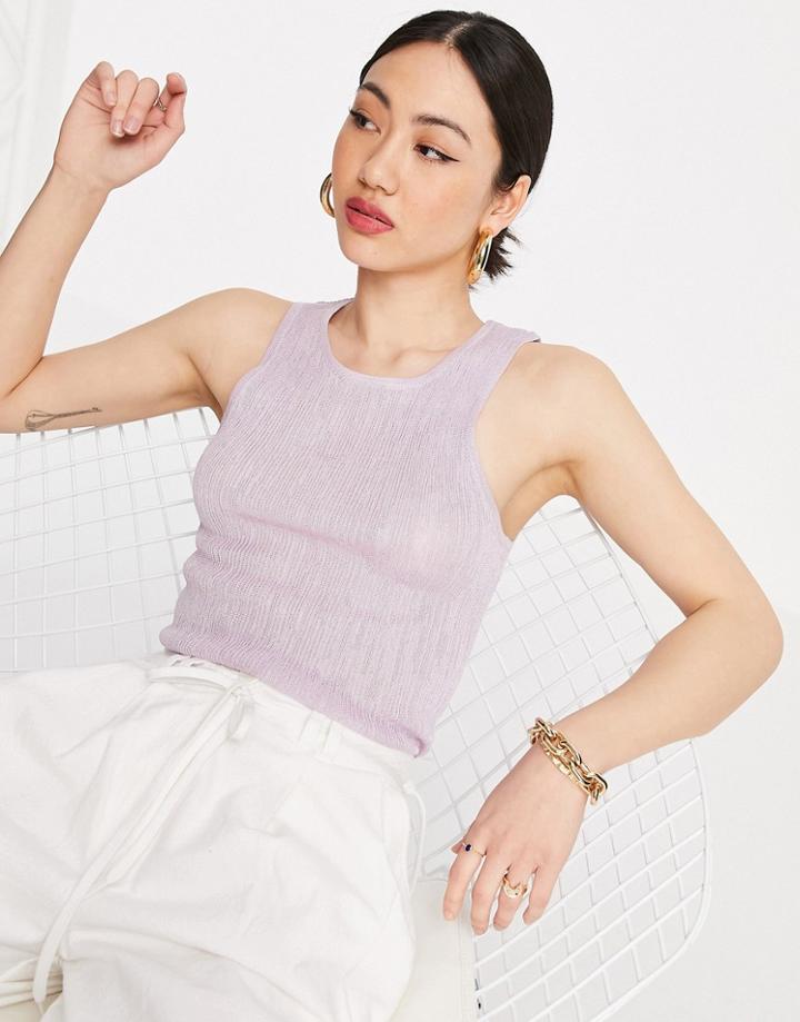 Mango Knit Tank In Lilac-purple