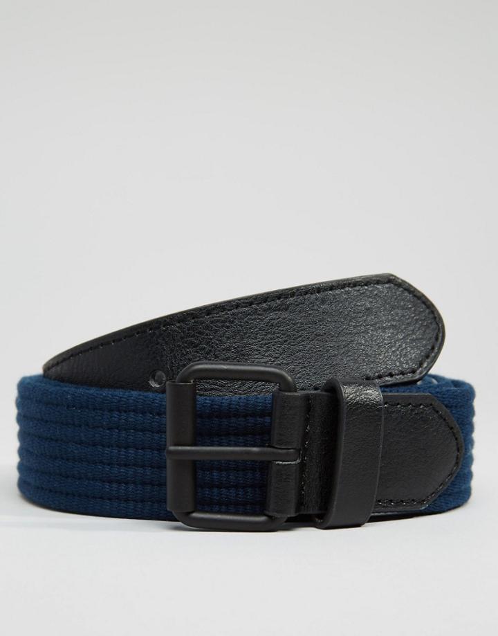 Asos Woven Belt With Black Coated Buckle