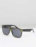 New Look Square Sunglasses With Camo Print - Green