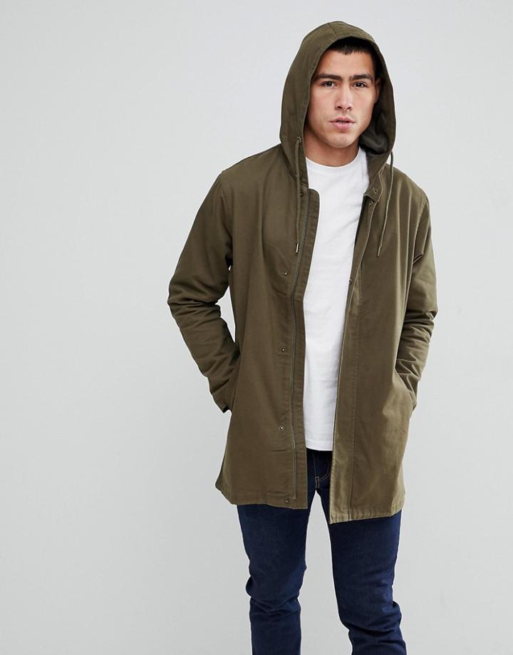 Only & Sons Cotton Twill Parka - Green