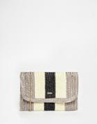 Nali Striped Straw Clutch Bag - Multi