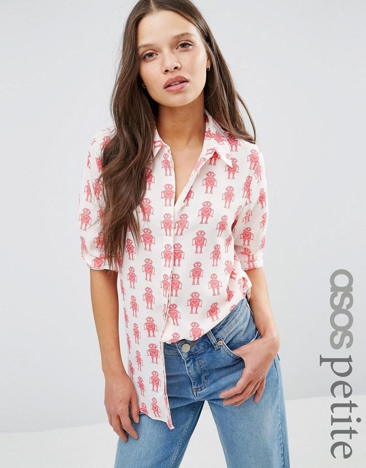 Asos Petite Blouse With Robot Print - Multi