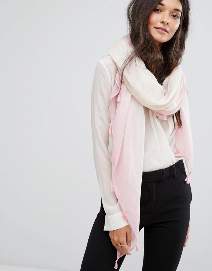 Pieces Blush Tassel Scarf - Pink