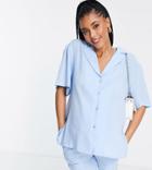 Fashion Union Maternity Beach Shirt In Sky Blue - Part Of A Set-blues