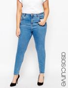 Asos Curve Ridley Skinny Jean In Lily Midwash Blue - Midwash Blue
