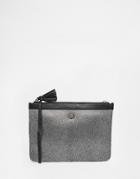 Little Mistress Metallic Faux Stingray Clutch Bag - Silver