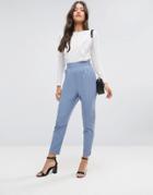 Asos High Waist Tapered Pants - Blue