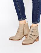 Asos Roundabout Wide Fit Leather Ankle Boots - Taupe
