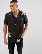 Illusive London Shirt In Black With Floral Print - Black