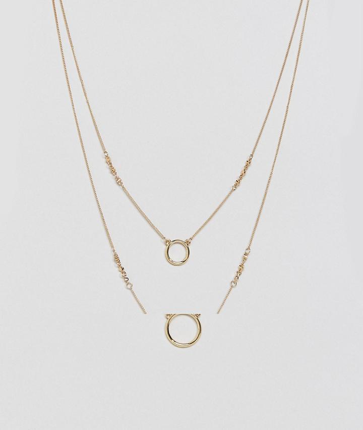 Asos Open Circle Multirow Necklace - Gold