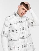 Asos Design Boxy Fit Transparent Print Shirt-white