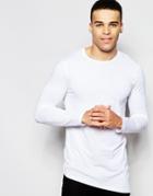 Asos Super Longline Long Sleeve T-shirt With Asymmetric Hem In White - White