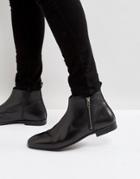 Frank Wright Side Zip Chelsea Boots Black Leather - Black