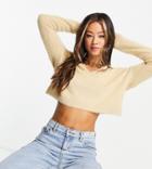 Reclaimed Vintage Inspired Crop Polo Sweater In Camel-neutral
