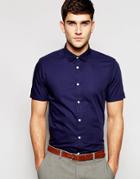 Asos Smart Shirt In Short Sleeve - Navy
