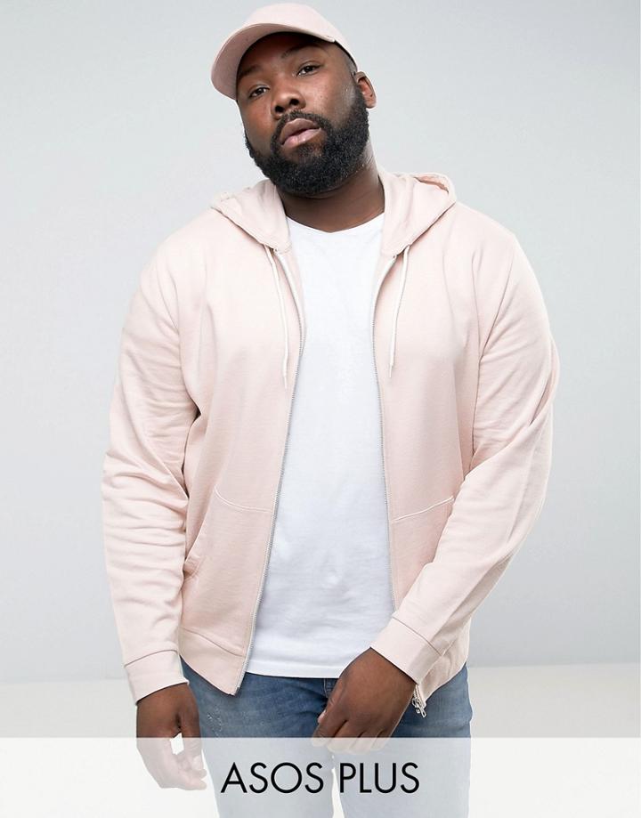Asos Plus Zip Up Hoodie In Pink - Pink