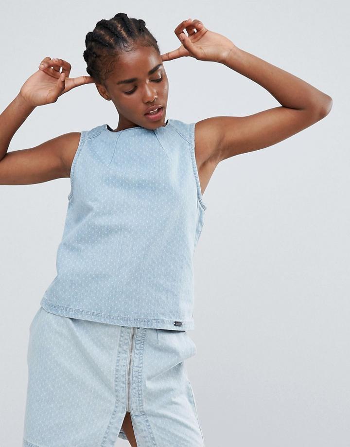 Bellfield Toba Dobby Denim Shell Tank - Blue