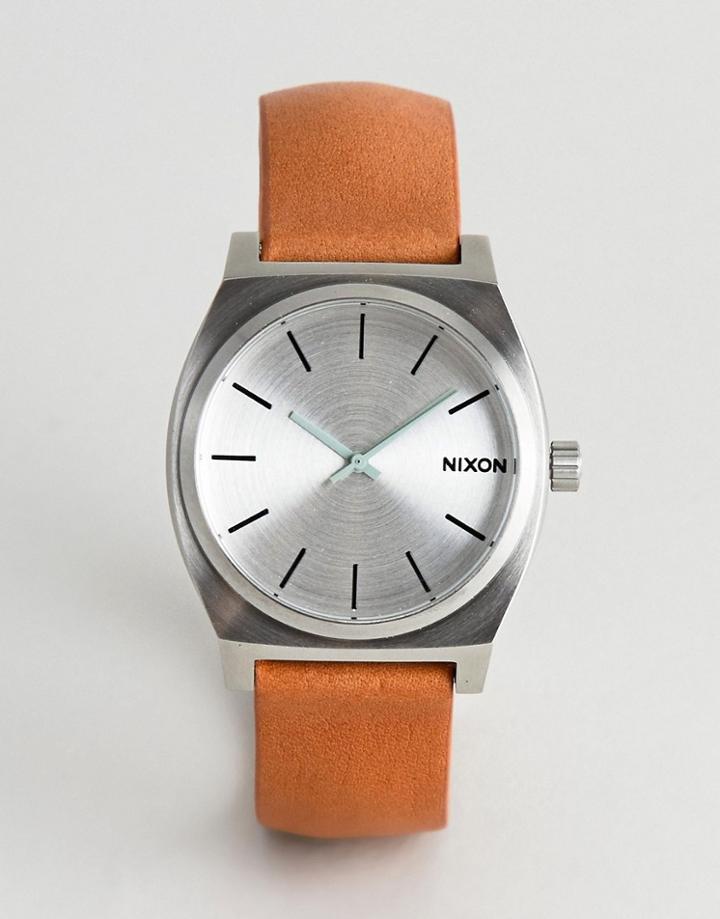 Nixon A045 Time Teller Leather Watch In Tan - Tan