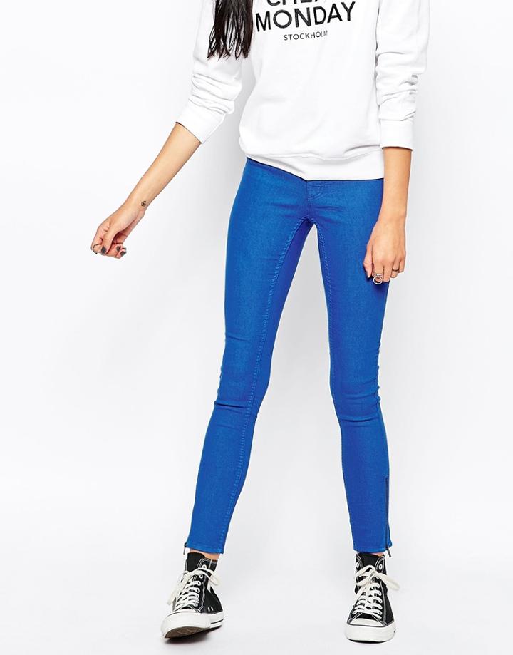 Cheap Monday Mid Spray Jeans - Zip Blue