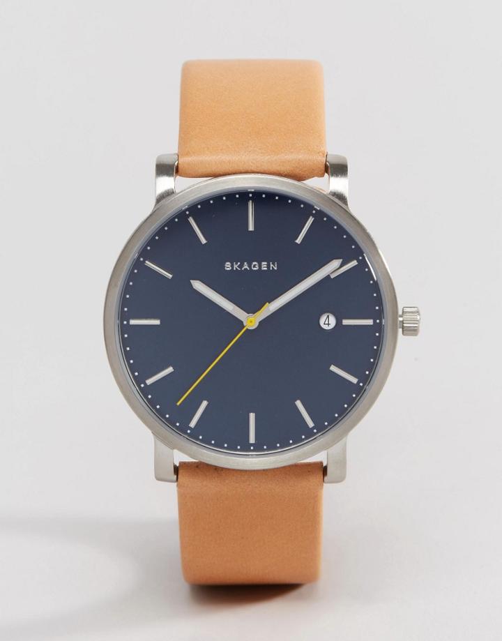Skagen Hagen Quartz Leather Watch In Tan 40mm - Tan