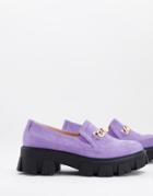 Raid Alessio Chunky Flat Shoes With Gold Chain Detail In Lilac-purple