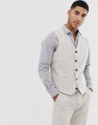 Asos Design Wedding Skinny Suit Suit Vest In Taupe Cross Hatch - Beige