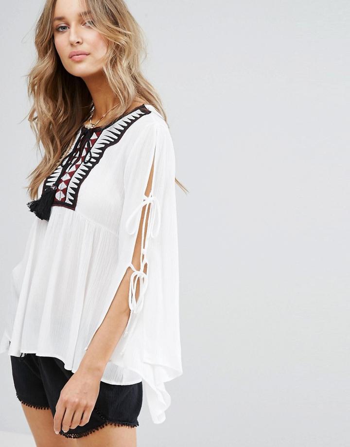 Surf Gypsy Embroidered Beach Top - Cream