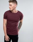 Lindbergh T-shirt With Stripe In Burgundy - Red