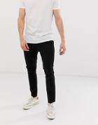 Asos Design Super Skinny Ankle Grazer Chinos In Black - Black