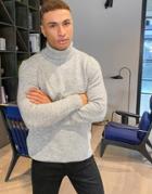 New Look Turtleneck Heavy Knit Sweater In Light Gray-grey