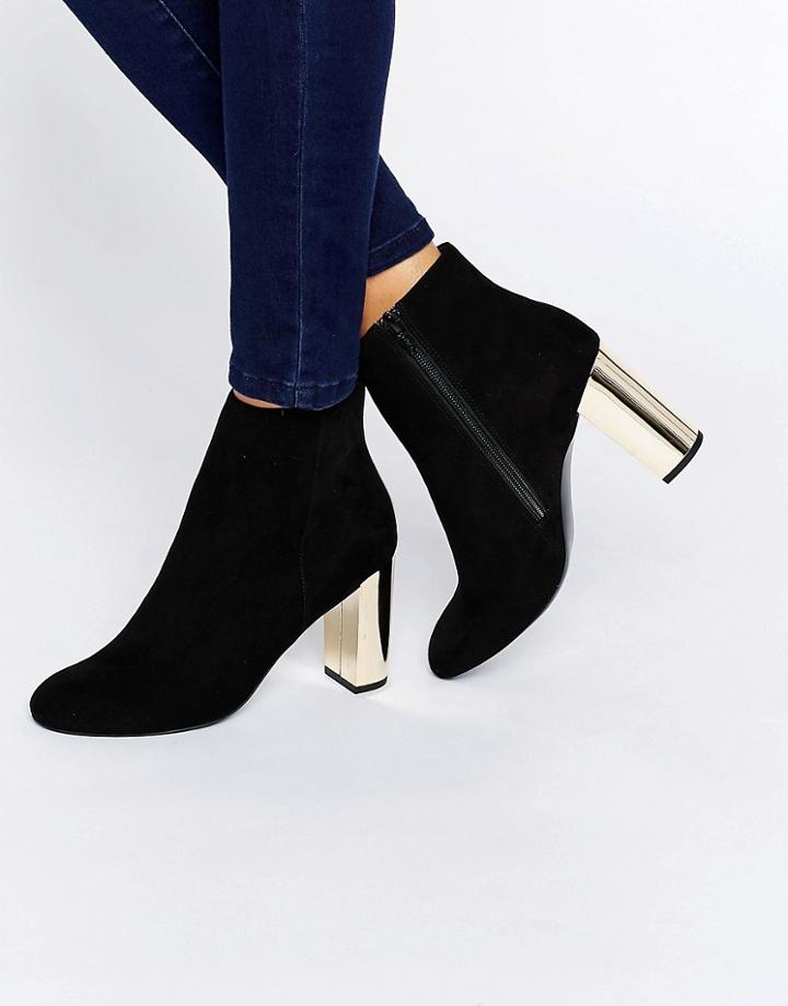 Miss Kg Gold Heeled Boots - Black