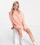 Threadbare Petite Hoodie Dress In Peach-pink