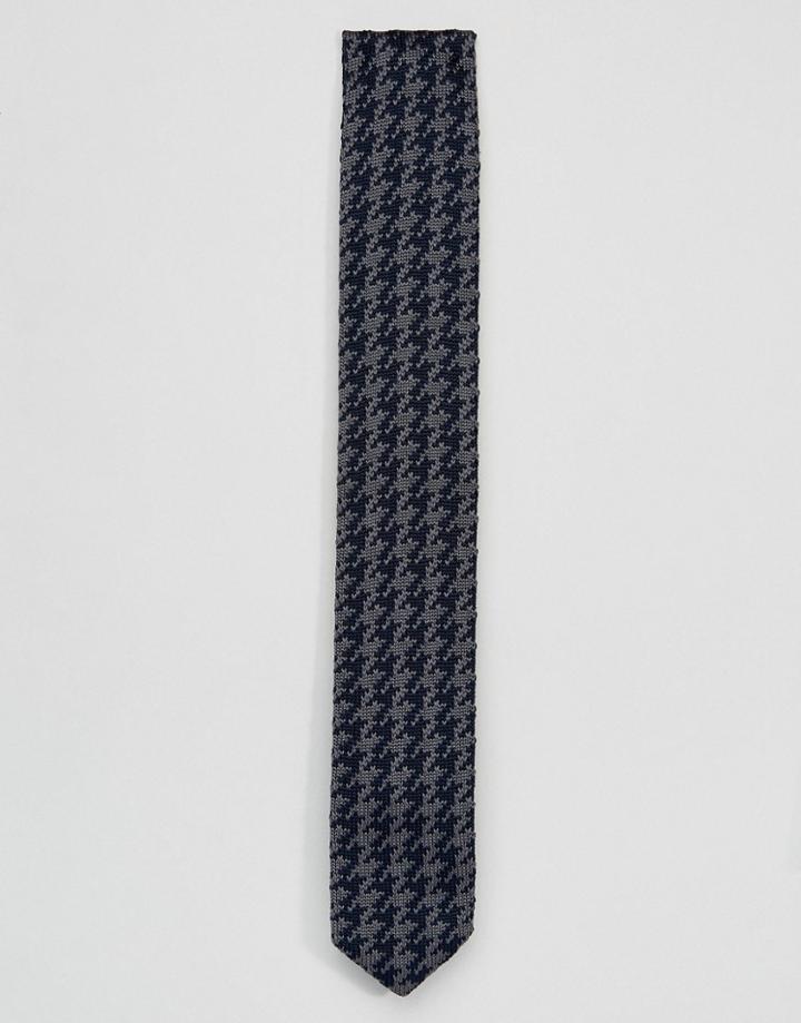 Noose & Monkey Dogstooth Wool Tie - Black