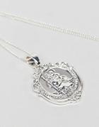 Chained & Able St Christopher Micro Detail Medalion Necklace In Silver - Silver