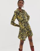 Pieces Floral Shirt Dress-black